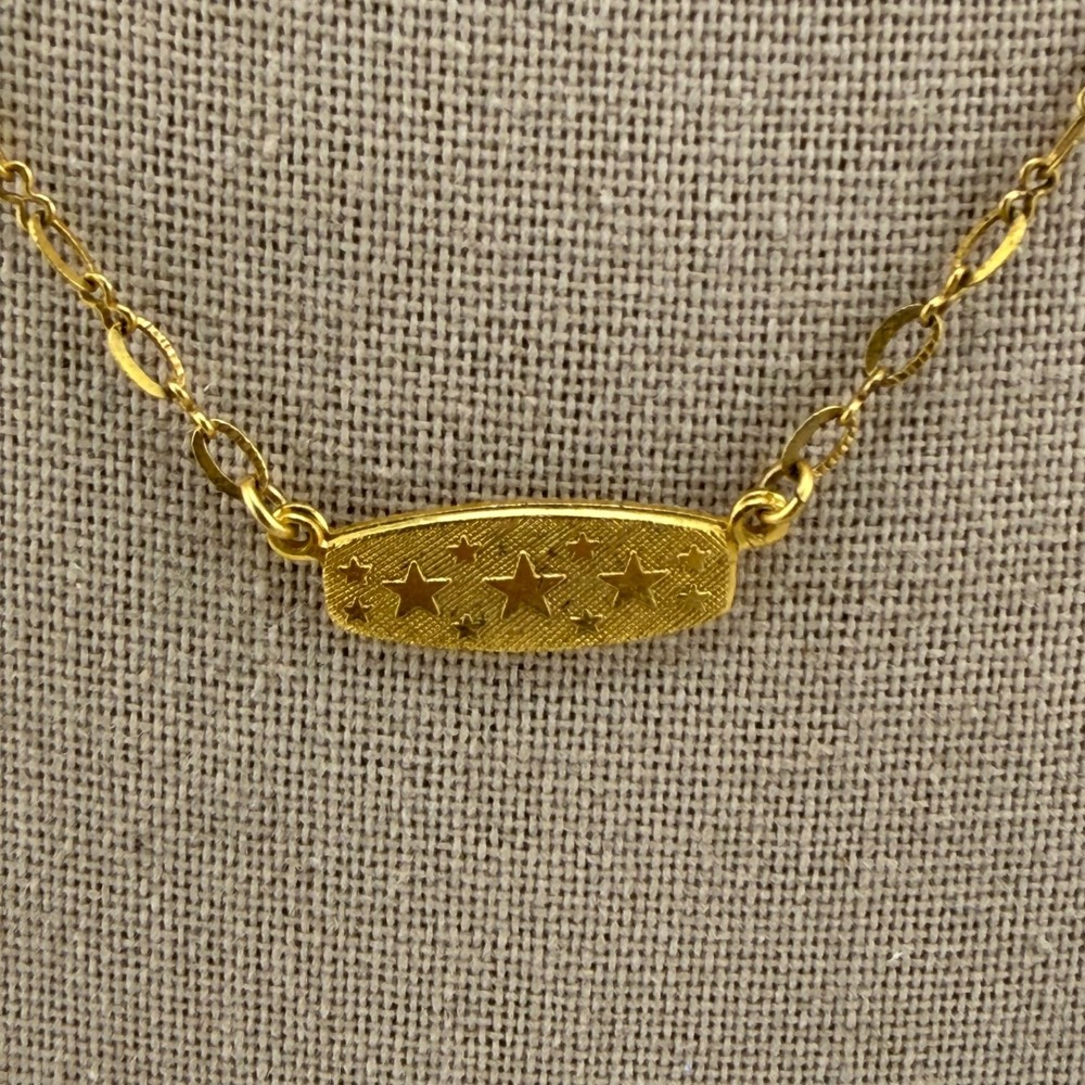Vintage Catherine Popesco Necklace Gold Tone Star Celestial Pendant 17in